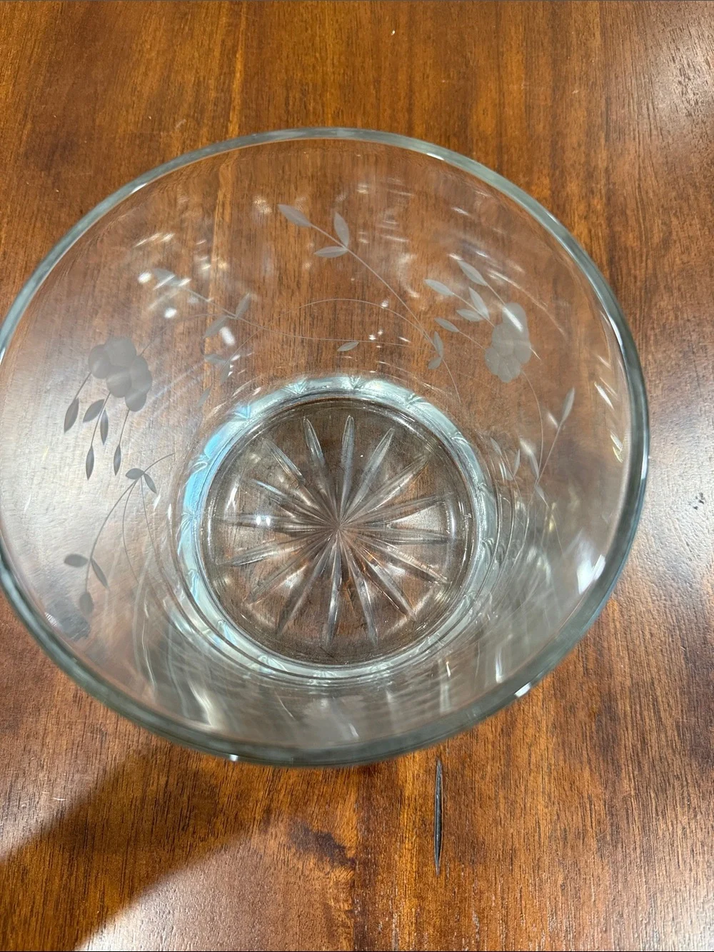 Princess House Etched Glass Ice Bucket with Floral Vine Design - Clear